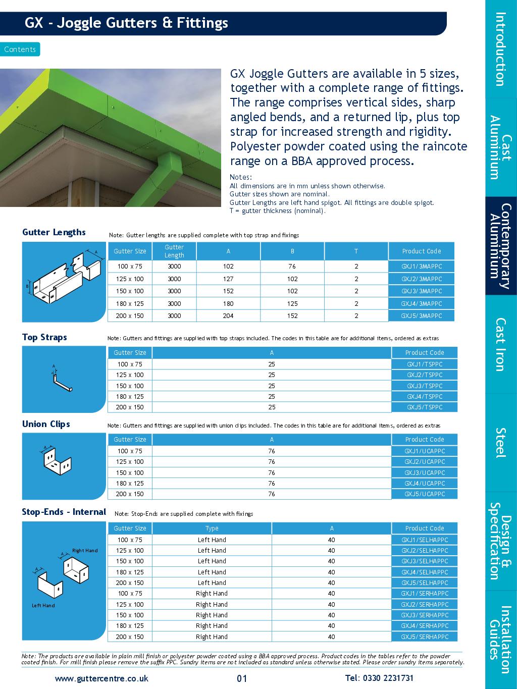 Alumasc GX Joggle Aluminium Guttering Technical Guide