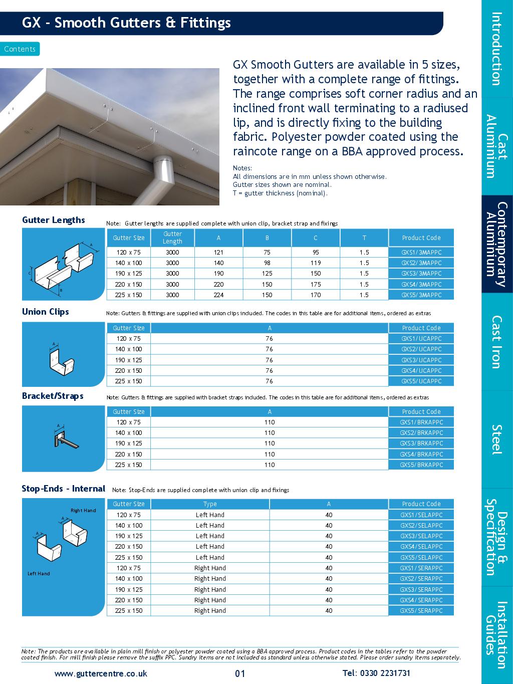 Alumasc GX Smooth Aluminium Guttering Technical Guide