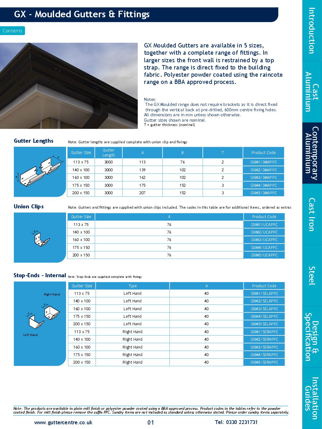 Alumasc GX Moulded Aluminium Guttering Technical Guide