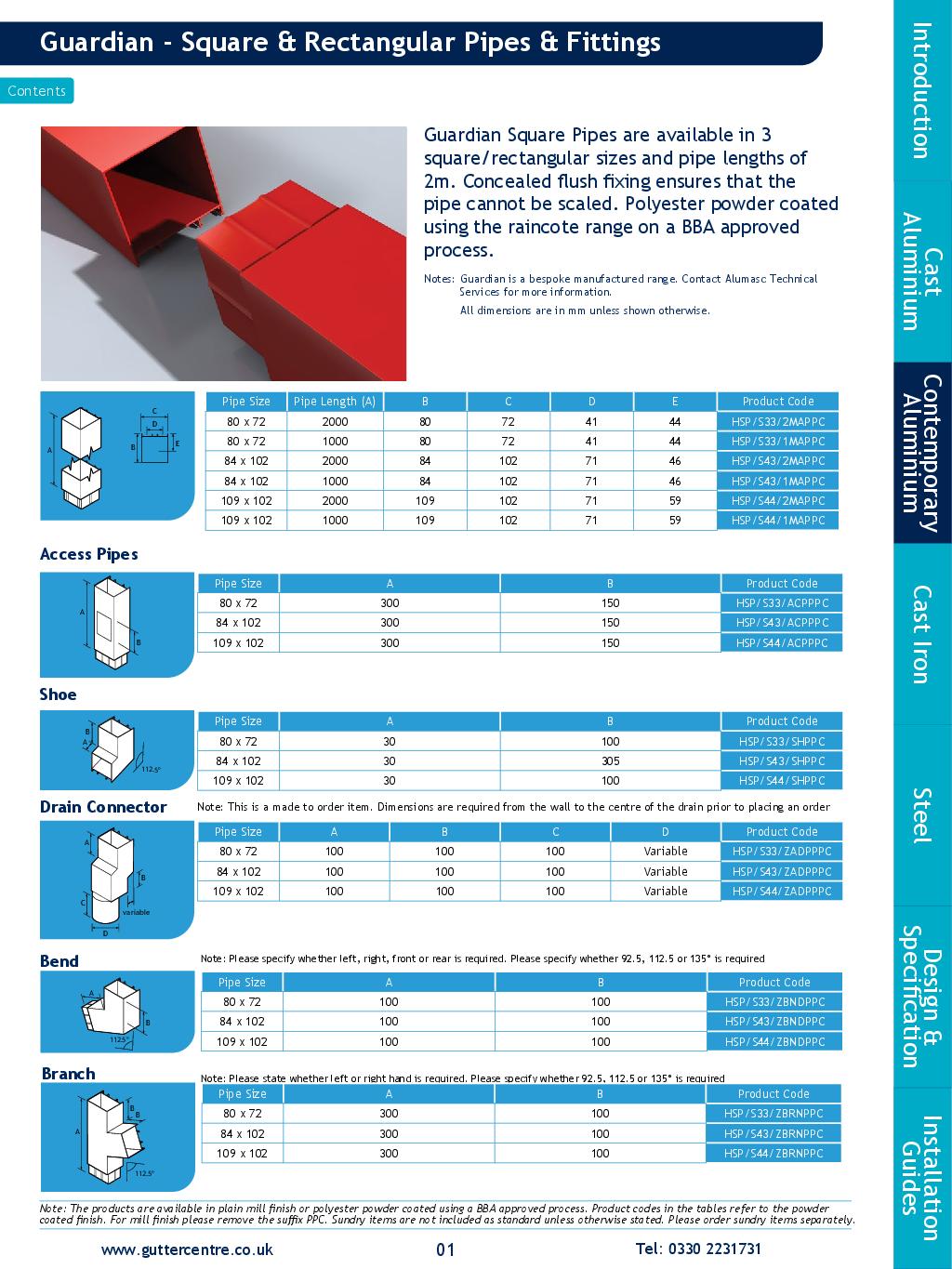 Alumasc Guardian Aluminium Square Technical Guide
