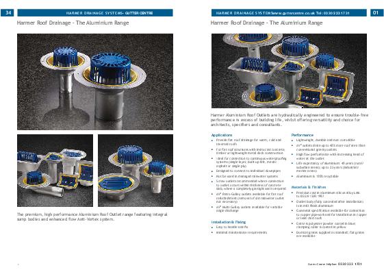 Harmer Detail Aluminium Roof Outlets Product Guide