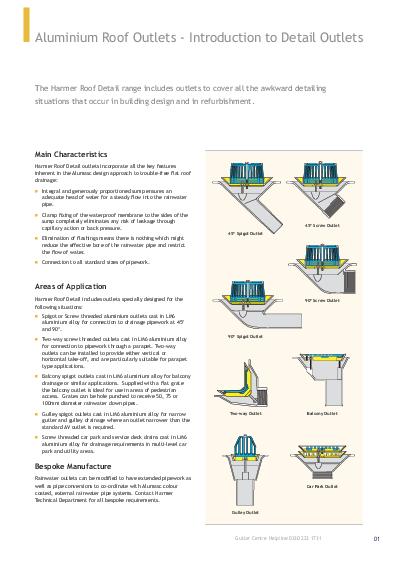 Harmer Detail Aluminium Roof Outlets Technical Guide