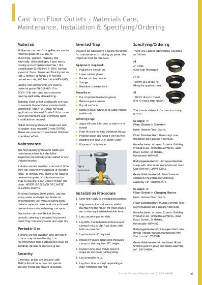 Harmer Cast Iron Floor Drains Installation Guide