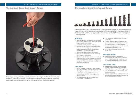 Harmer Raised Deck Supports Product Guide