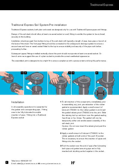 Hargreaves Traditional Express Soil & Waste Pipes Installation Guide