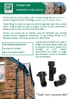 Hargreaves Premier LCC Soil & Waste Pipes Installation Guide