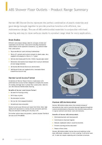Harmer ABS Shower Drains Product Guide