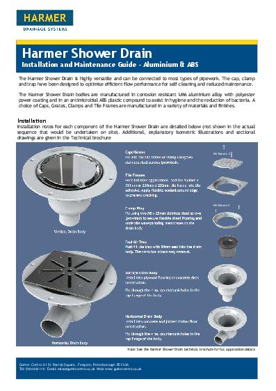 Harmer Aluminium Shower Drains Installation Guide
