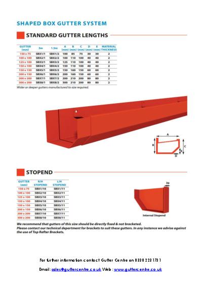 GC Shaped Box Aluminium Guttering Technical Guide