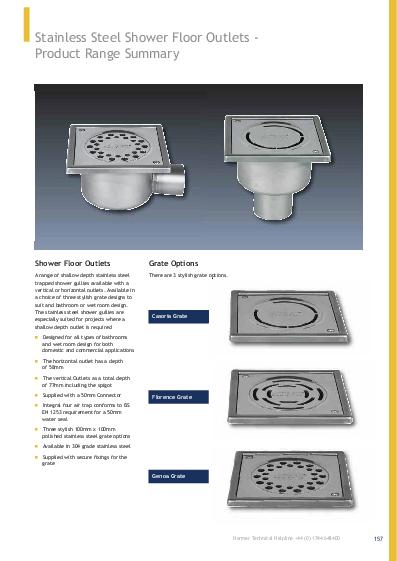Harmer Stainless Steel Shower Drains Product Guide