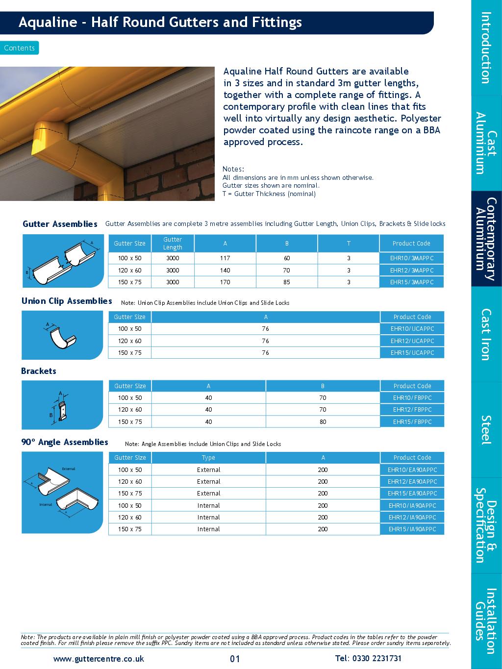 Alumasc Aqualine Half Round Guttering Technical Guide