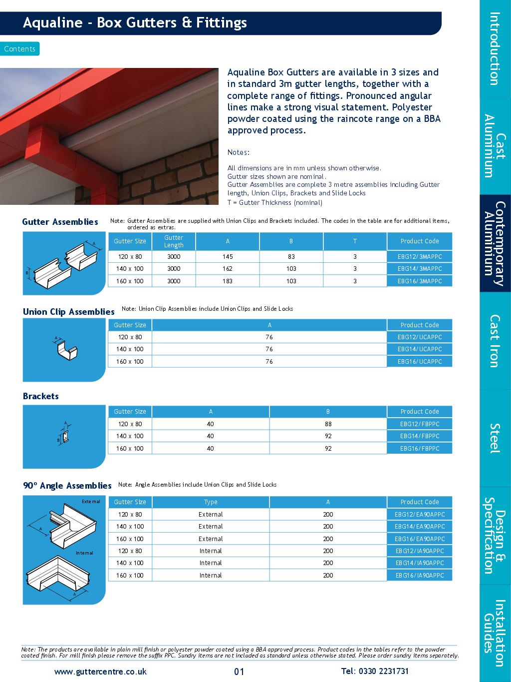 Alumasc Aqualine Box Guttering Technical Guide