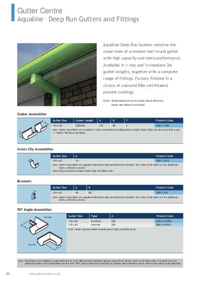 Alumasc Aqualine Deep Run Guttering Technical Guide