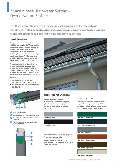 Alumasc Steel Downpipes Colour Guide