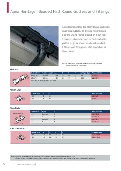 Alumasc Apex Beaded Cast Iron Guttering Technical Guide