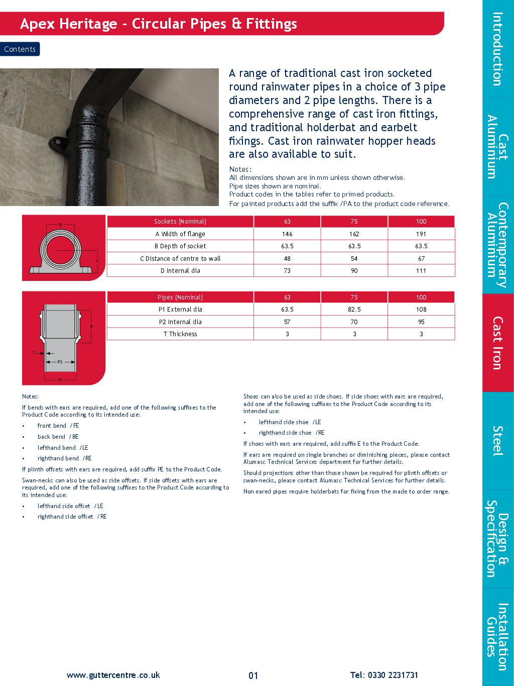 Alumasc Apex Cast Iron Circular Downpipes Technical Guide