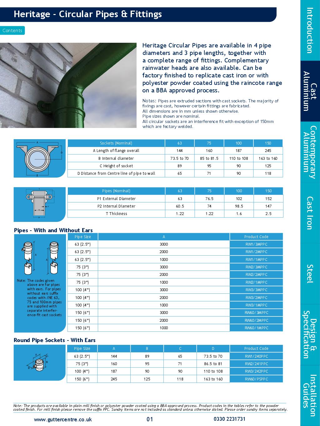 Alumasc Round Cast Aluminium Downpipes Technical Guide