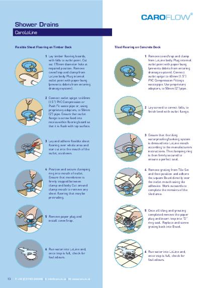 Caroflow Shower Drains Installation Guide