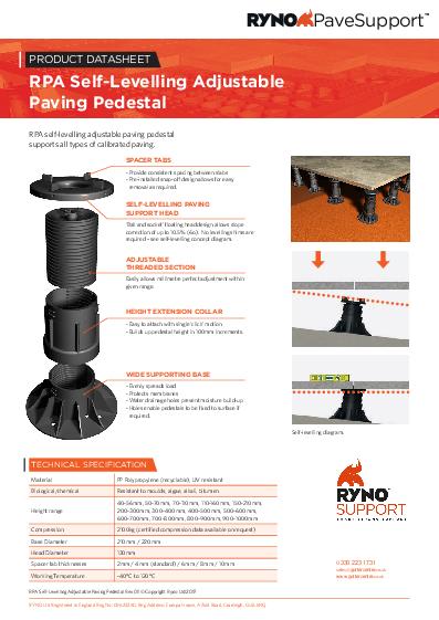Ryno Self Levelling Pedestals RPA Product Guide Pave