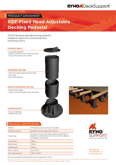 Ryno Fixed Head Adjustable Pedestals Product Guide Deck