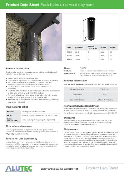 Alutec Aluminium Flush-Fit Circular Data Sheet
