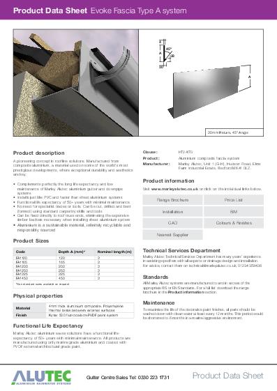 Alutec Fascia Profile A Data Sheet