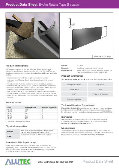 Alutec Fascia Profile B Data Sheet