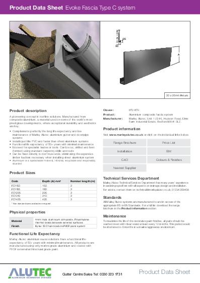 Alutec Fascia Profile C Data Sheet