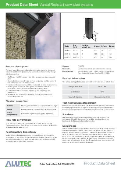Alutec Aluminium Vandal Resistant Data Sheet