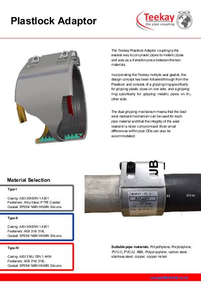 Teekay Plastic Pipe Pressure Couplings Adaptor Technical Guide