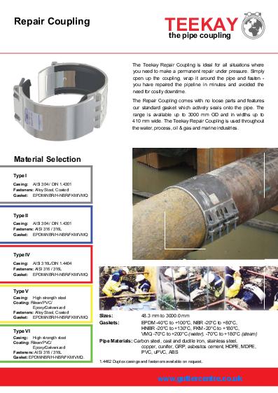 Teekay Adaptor & Repair Pressure Couplings Technical Guide