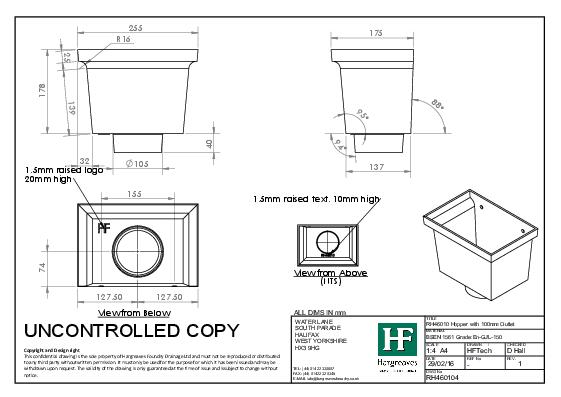 Hargreaves Cast Iron Hoppers RH460104 Technical Guide