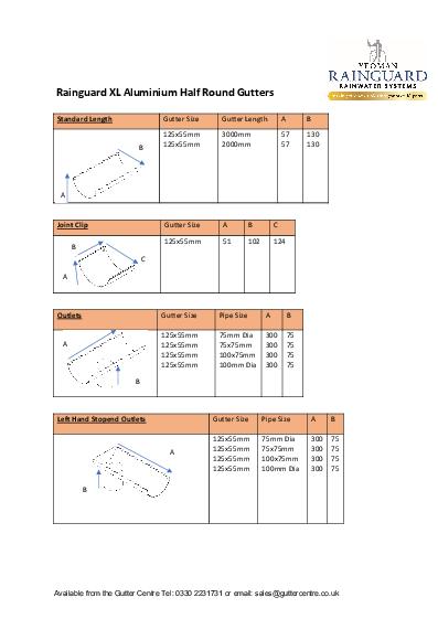 Rainguard Aluminium XL Half Round Technical Guide