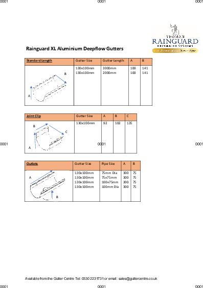 Rainguard Aluminium XL Deep flow Technical Guide