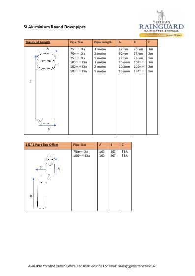 Rainguard Aluminium SL Swaged Round Downpipes Technical Guide