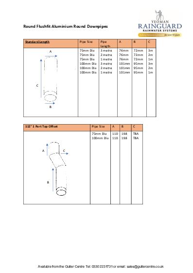 Rainguard Aluminium Round Flush Joint Downpipes Technical Guide