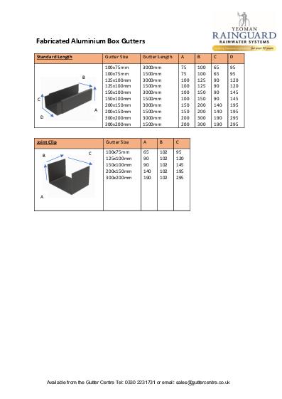 Rainguard Aluminium Box Guttering Technical Guide