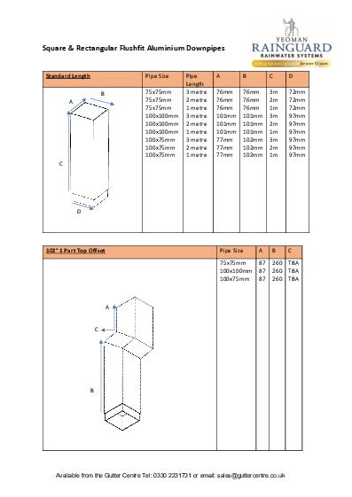 Aluminium Square & Rectangular Flush Joint Downpipes Technical Guide