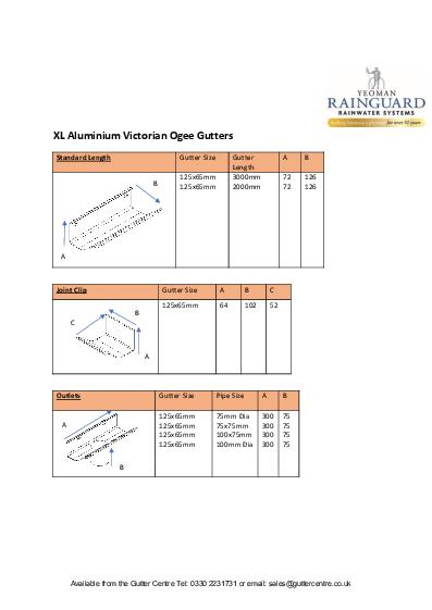 Rainguard Aluminium XL Victorian Ogee Technical Guide
