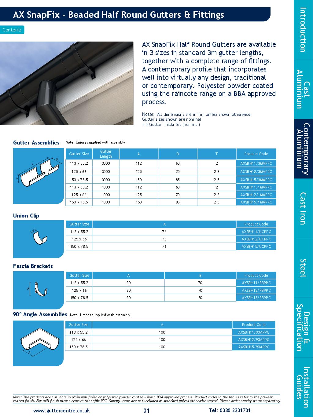 Alumasc AX Half Round SnapFix Aluminium Technical Guide