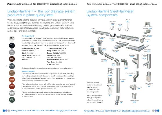 Lindab Steel Guttering Accessories Product Guide