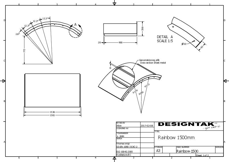 GC Metal Canopies Rainbow Technical 900mm