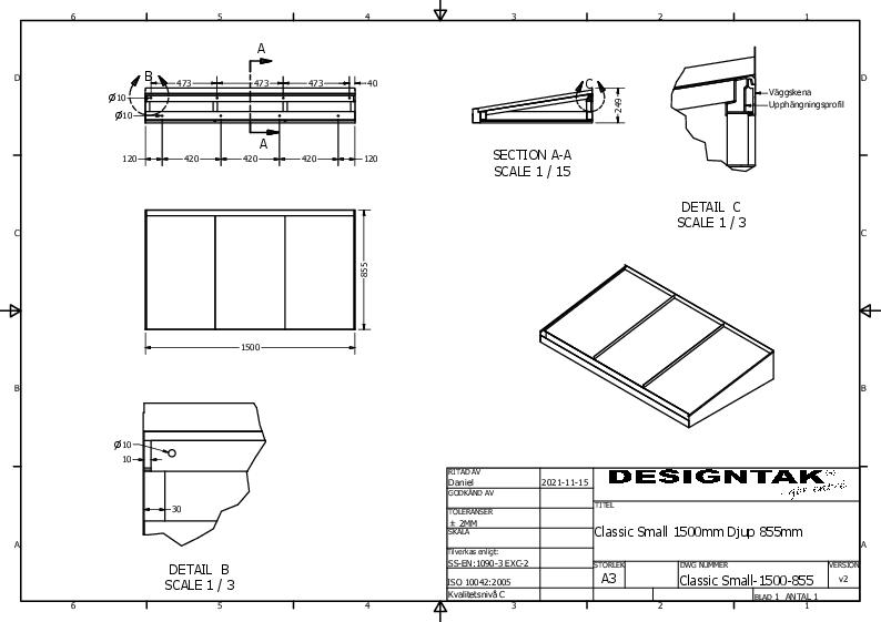 GC Metal Canopies Technical Guide 850mm