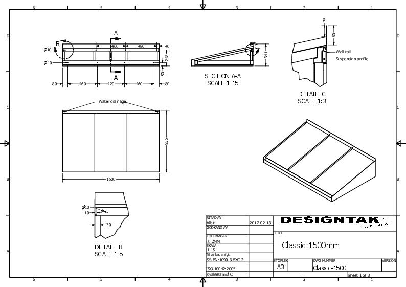 GC Metal Canopies Detail Technical Guide 955mm