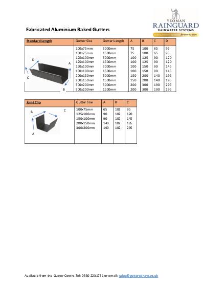 Rainguard Aluminium Raked Box Guttering Technical Guide