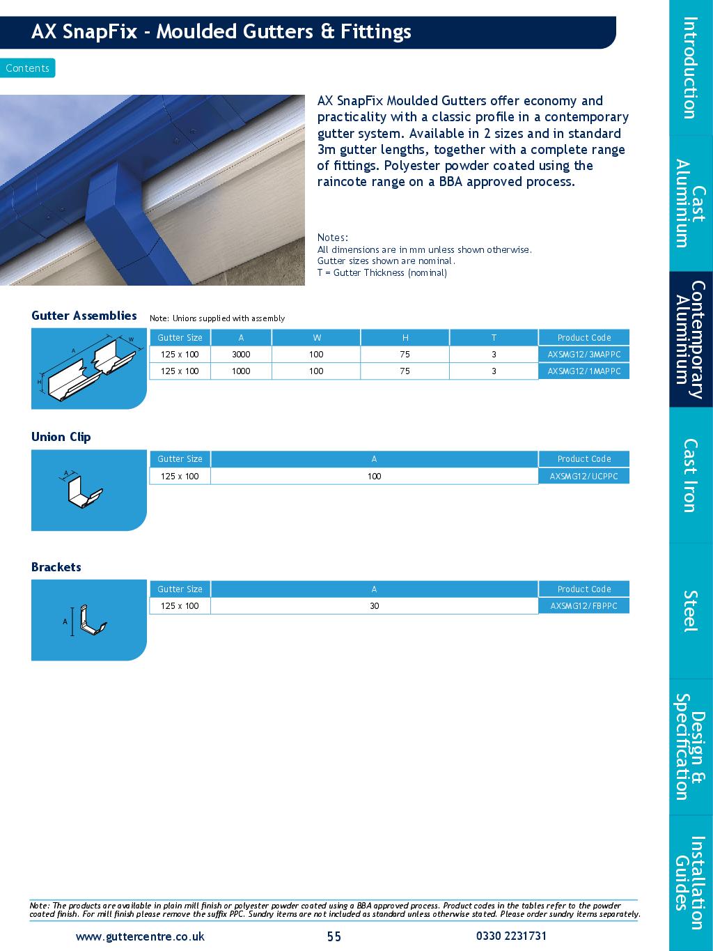 Alumasc AX Moulded Aluminium Guttering Technical Guide