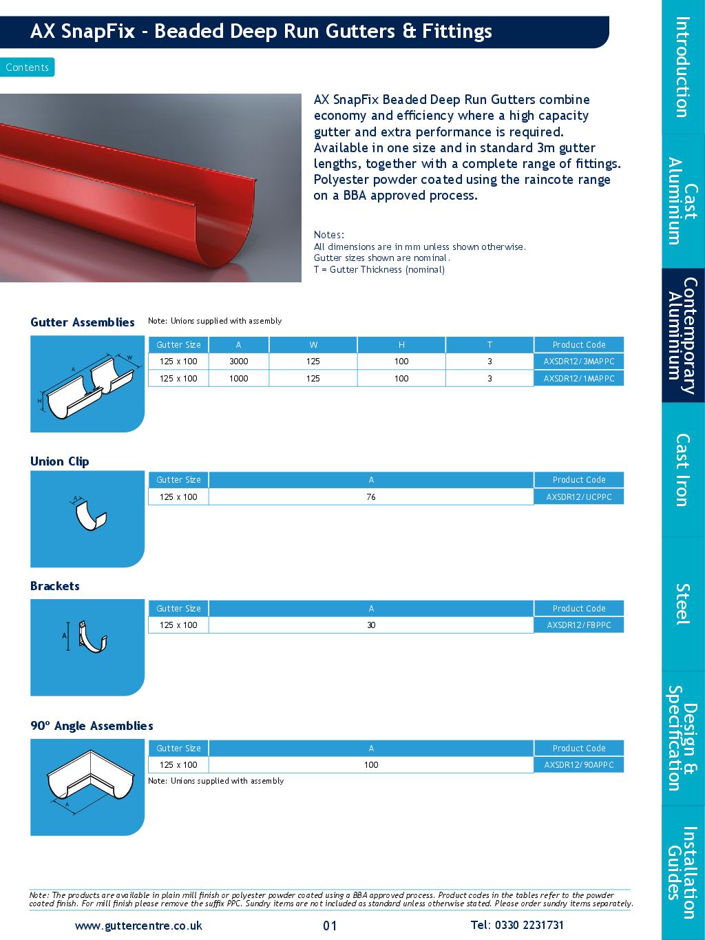 Alumasc AX Deep Run SnapFix Aluminium Technical Guide