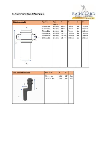 Rainguard Aluminium XL Cast Round Downpipes Technical Guide