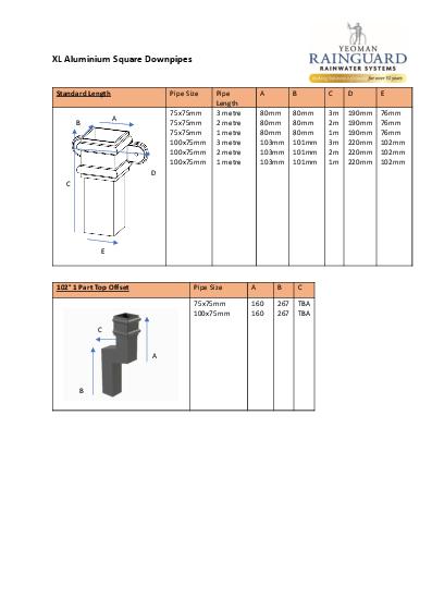 Rainguard Aluminium XL Cast Square & Rect Downpipes Technical Guide