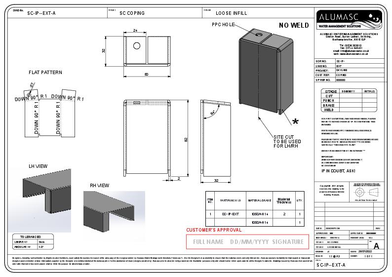 Alumasc Skyline Sloping Aluminium Coping Data Sheet External